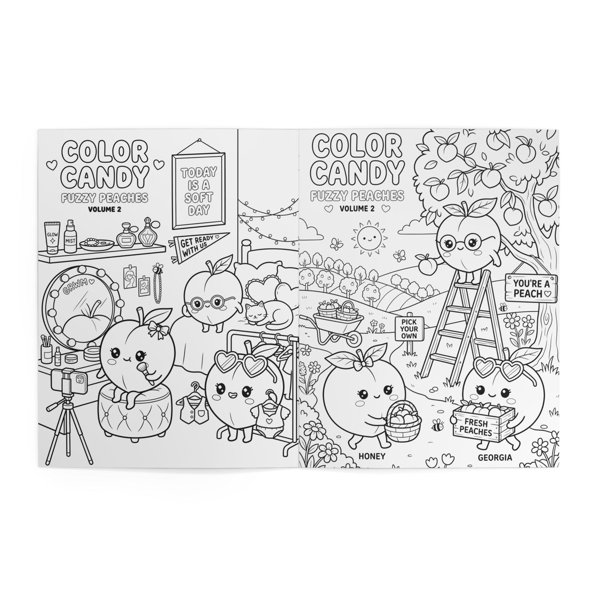 Color Candy — Fuzzy Peaches · Volume 2 — Cute Coloring Book